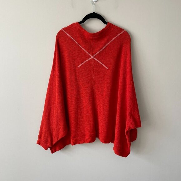 We The Free Come Again Tee Batwing Sleeve Round Neck Knit Casual T-Shirt Red XS - Picture 3 of 7